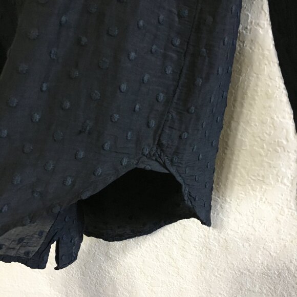 Raquel Allegra Womens 2 Polka Dot Embroidered Button Down Blouse Long Sleeves - Picture 7 of 16